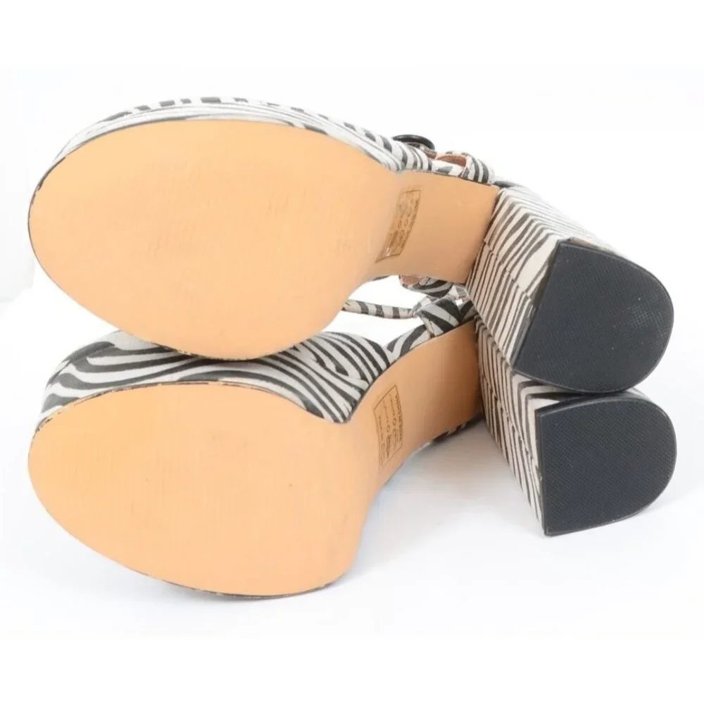 NastyGal Zebra Print Platform Mary Jane Heels UK 5 US 7 Safari Coquette Rave